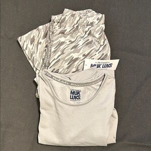 Muk Luks Light Gray Pajama Set with Camo Pants